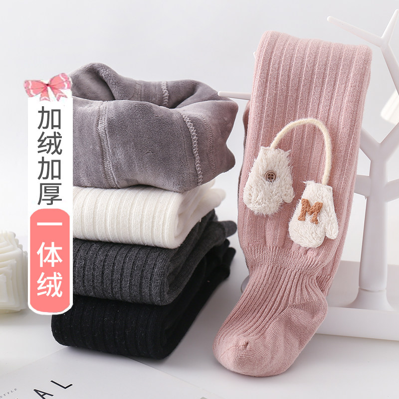 婴儿打底裤秋冬季加绒加厚纯棉大PP女童连裤袜外穿一体宝宝连体袜