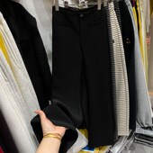 裤 女秋冬2024新款 高腰显瘦弹力修身 加绒加厚b微喇叭西装 休闲长裤