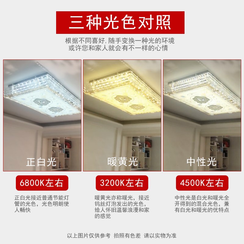 原厂客厅b水晶灯配件695通用玻璃大灯高亮家用三色替换led灯条59.
