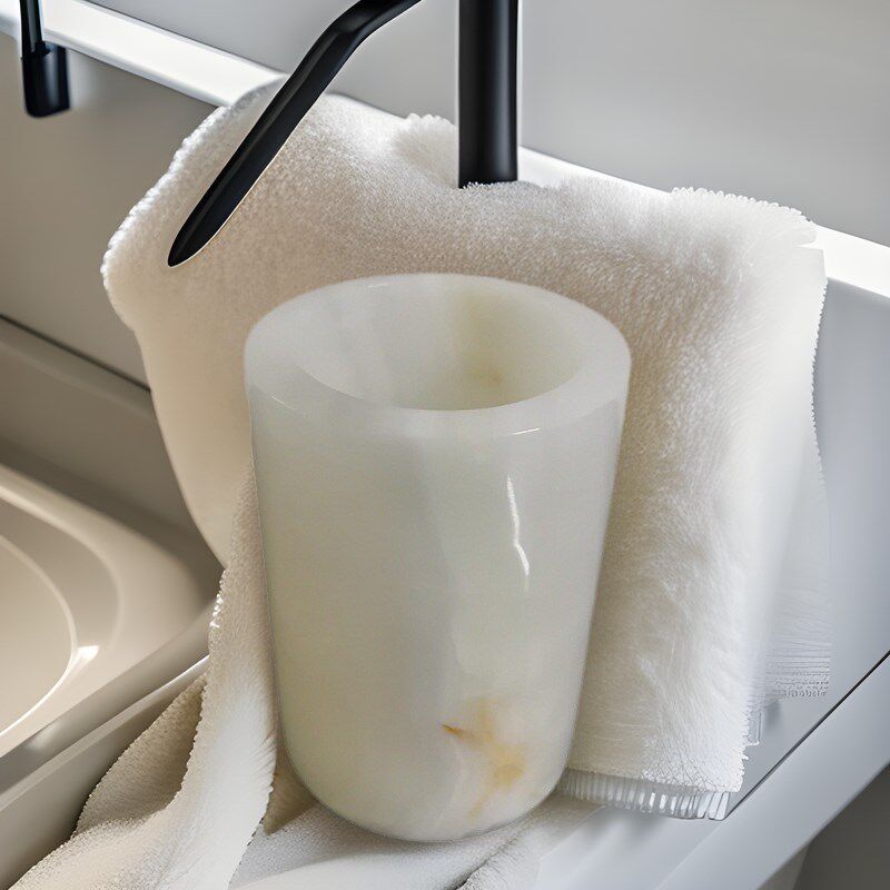 天然大理石圆形漱口杯牙具组合卫浴套装洗漱用品刷牙杯供应