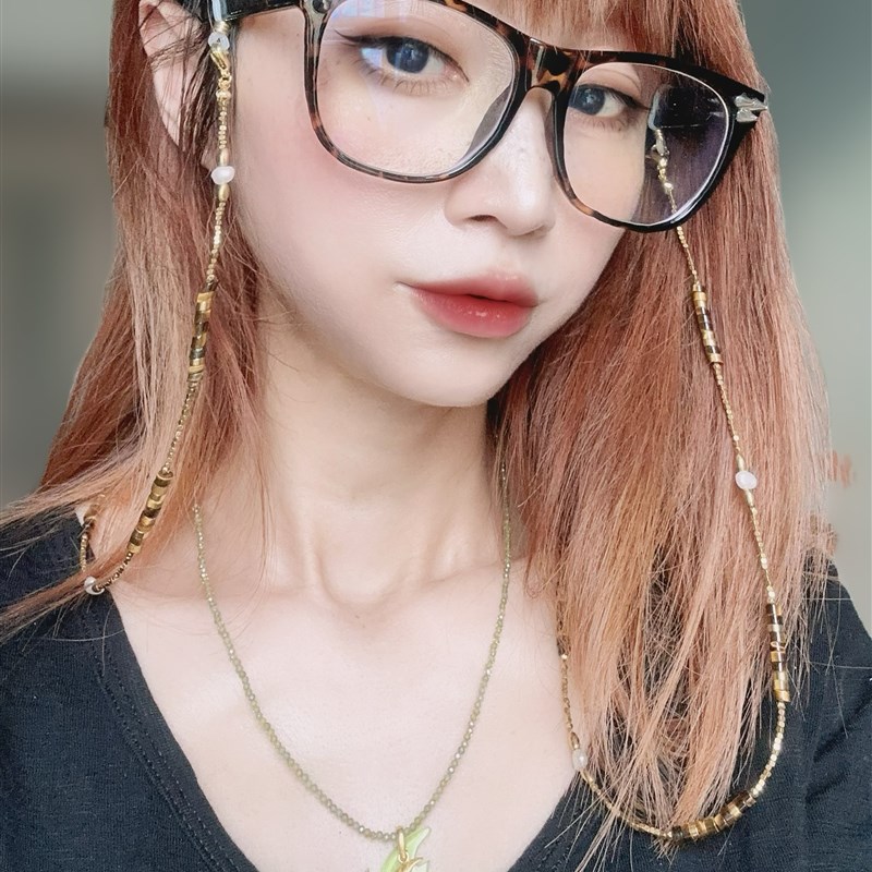 美拉德穿搭碎金子虎眼石珍珠眼镜链口罩耳机挂脖绳项链男女010