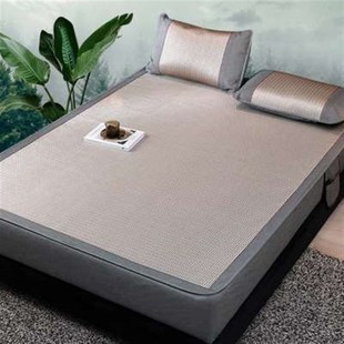 高档夏季 防滑空调席子1.5m1.8xZ2x2.2 冰丝凉席三件套可水洗床笠款