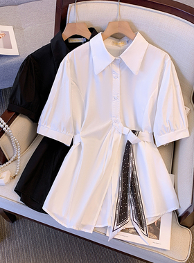 孕妇上衣盖屁股时尚宽松大码怀孕晚期白色黑色衬衫胖mm衬衣夏装潮