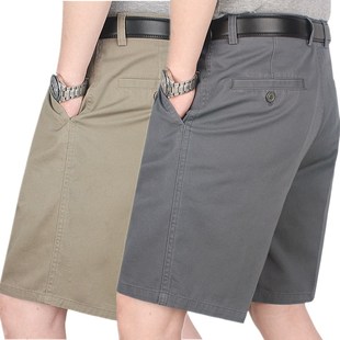 西装 宽松大码 短裤 爸爸夏季 薄 纯棉胖子五分裤 透气休闲裤 中老年男士