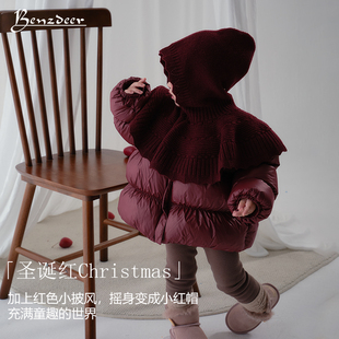 宝宝新年衣服冬季女童红色过年酒红色婴童儿童外套男童加厚羽绒服