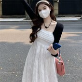 春夏装 新m款 针织开衫 2023大码 连衣裙套装 微胖mm收腰显瘦白色连衣