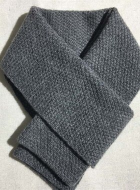 秋冬窄版b100%山羊绒围巾灰色针织日系商务围脖纯色男女情侣加厚
