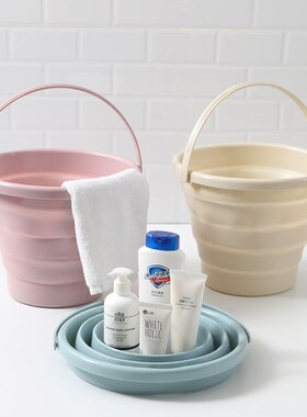 129家b用手提可折叠水桶塑料便携式洗澡洗衣桶旅行户外用储水桶