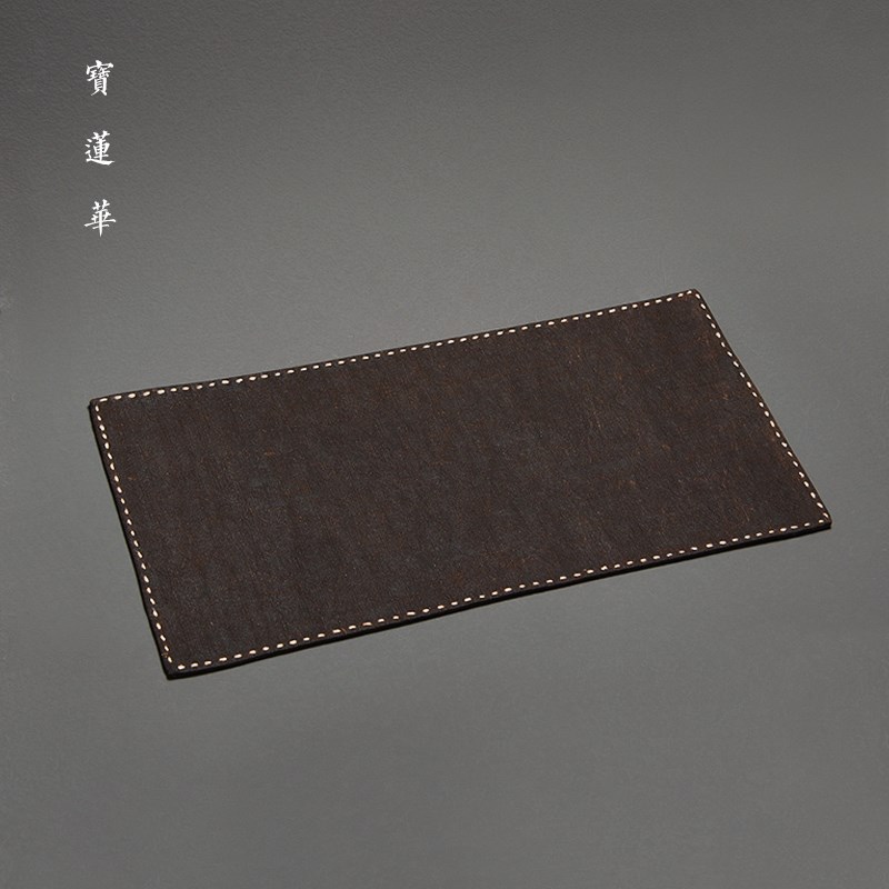 刺子绣边香云纱老料方茶席 手工制D布茶席 隔热布垫茶杯垫壶垫茶