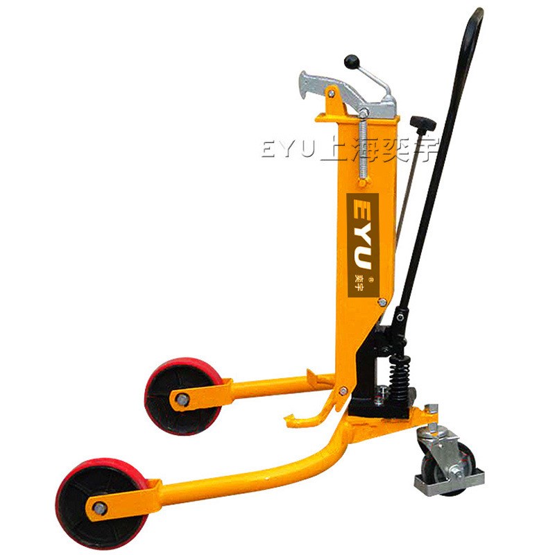 DT250轻便型液压手推手拉铁桶搬运车塑料桶叉车小拖车3轮油桶车