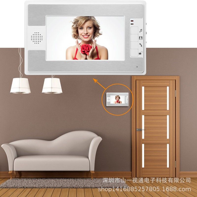 山一视通7寸彩色可视对讲门铃夜视防雨五金外机矩阵夜视