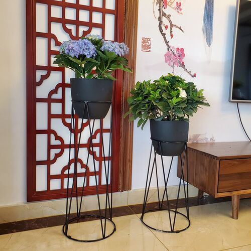 花架铁艺花盆架阳台置物架室内简约小花J架客厅单个落地式圆形架