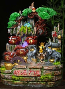 假山流水水轮客厅风m景简约摆件装饰工艺品送同事开业乔迁礼品物