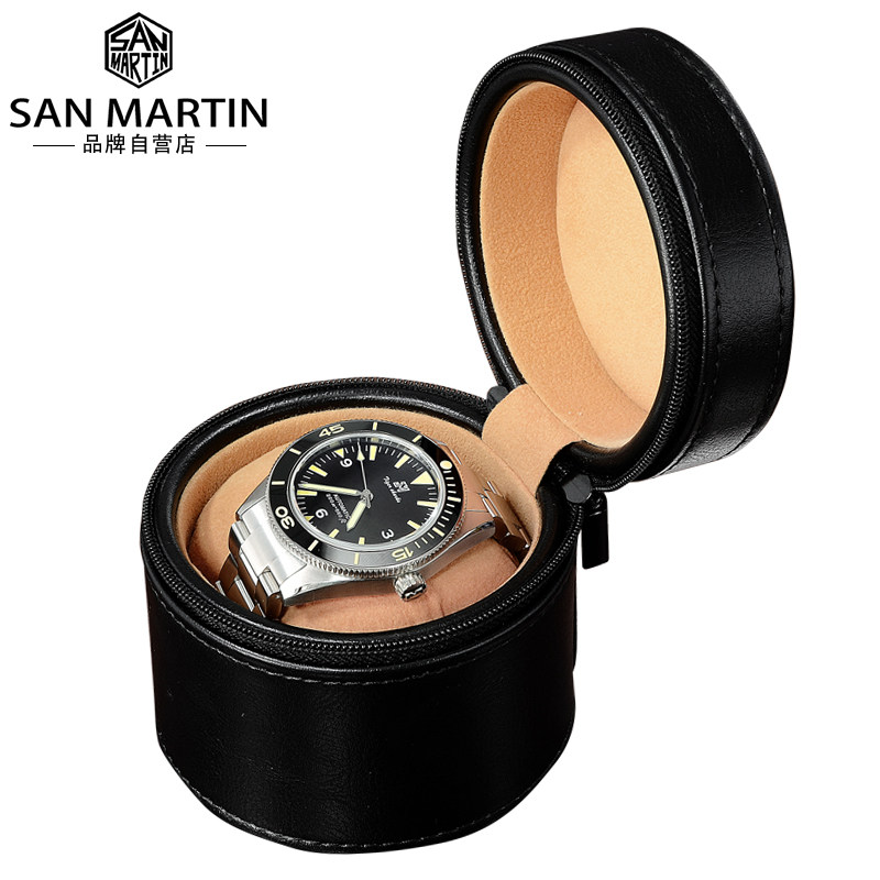 SanMartin高m档防摔手表盒小型旅行收纳盒皮质单个/只表礼物盒便