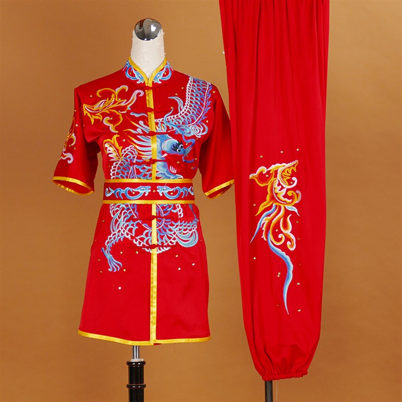 新款刺绣龙武术服长拳南拳服儿童成人比赛服练功服T团体演出表演