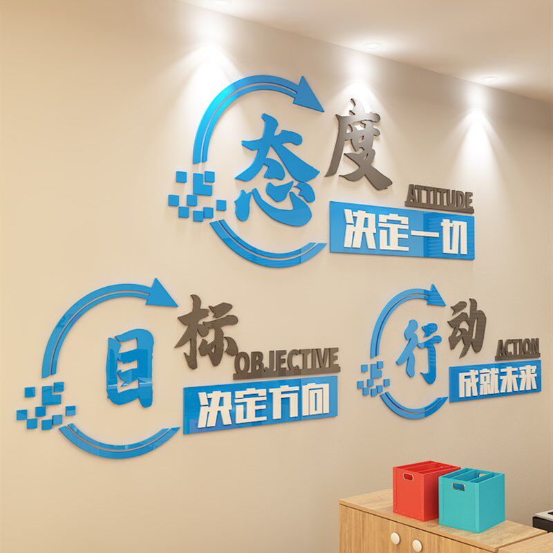 公司企业b文化墙装饰标语3立体贴纸亚克力墙贴画办公室背景墙装饰