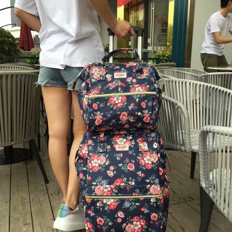 22寸防水印花手提万向轮拉杆包背包旅行包L袋可拆可折叠子母箱包