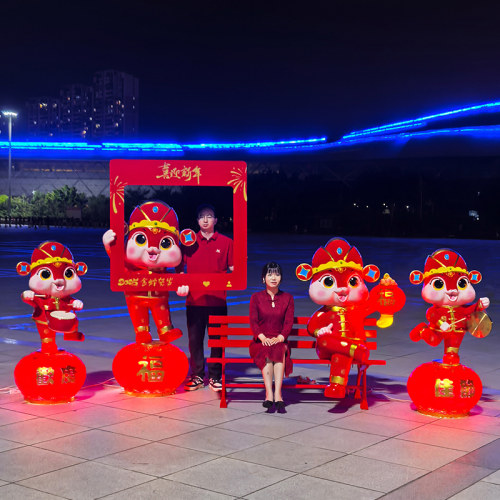 2025新年蛇年雕塑可发光玻璃钢春F节蛇商场美陈喜庆装饰元旦摆件