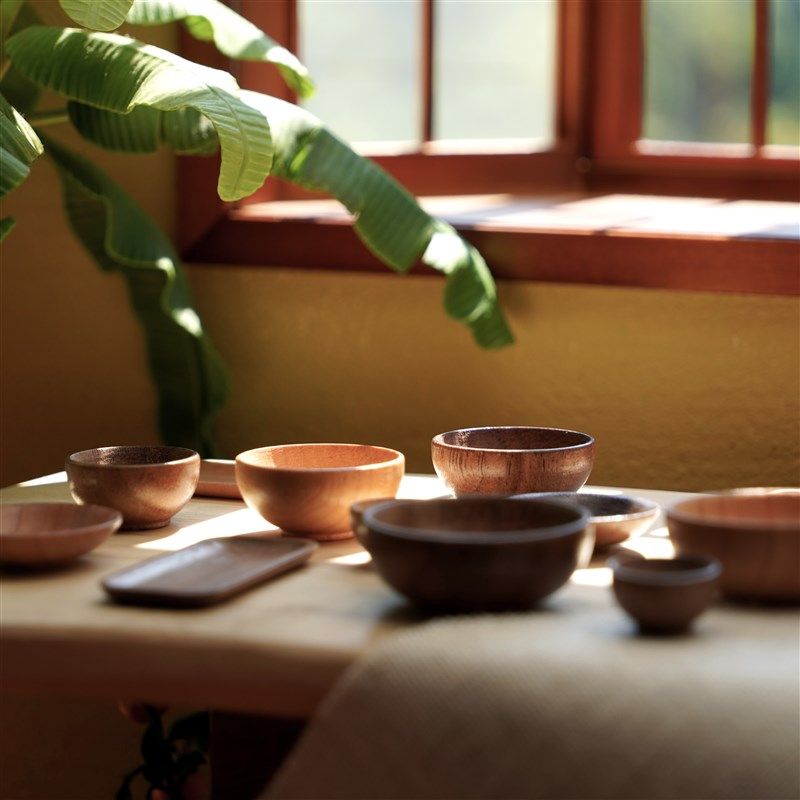 玩具】实木碗盘碟n/托盘 餐具套装 6分娃屋迷你模型