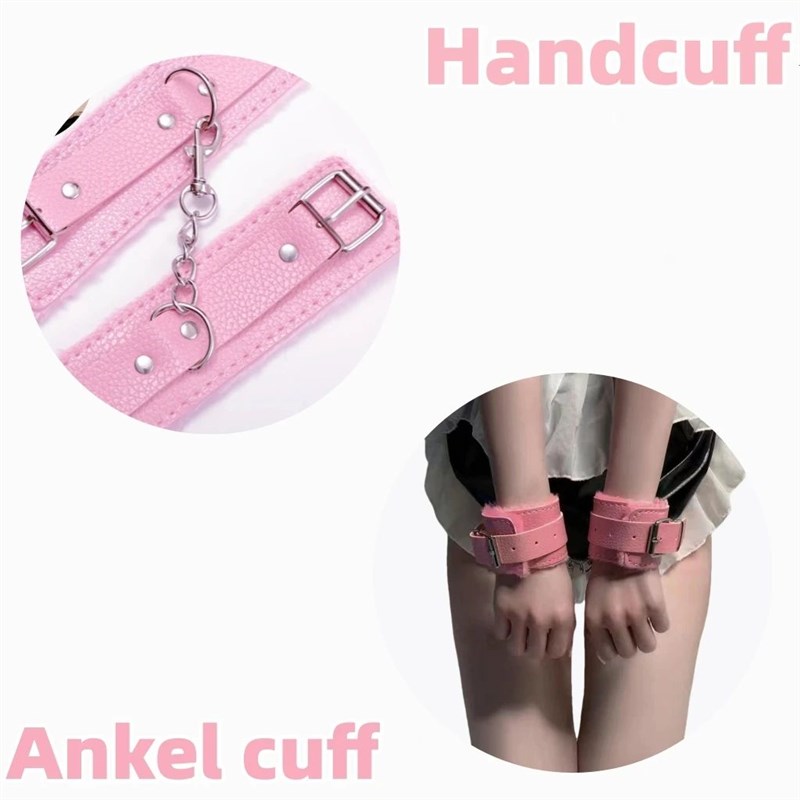 SM Saex Products Plush Leather Handcuffs And Ankel Cuff Bind