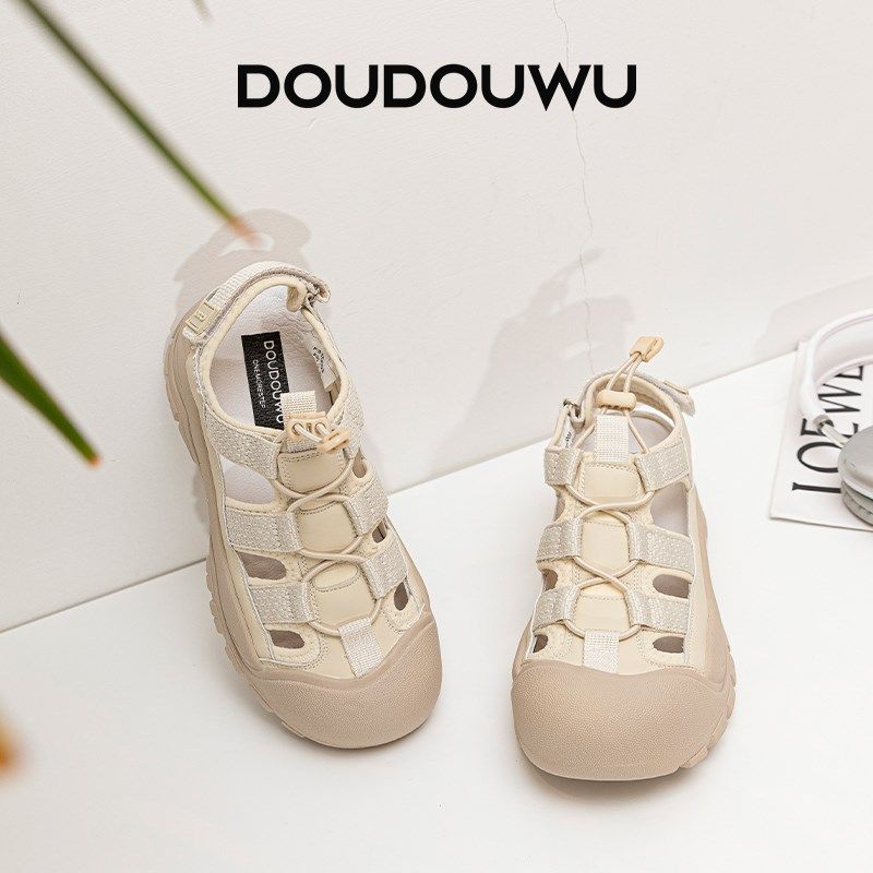 豆豆屋厚底丑萌鞋女夏季q透气2024新款韩版潮休闲镂空百搭平底女,女鞋,时尚休闲鞋,淘宝优惠券,粉丝福利购,淘宝优惠卷