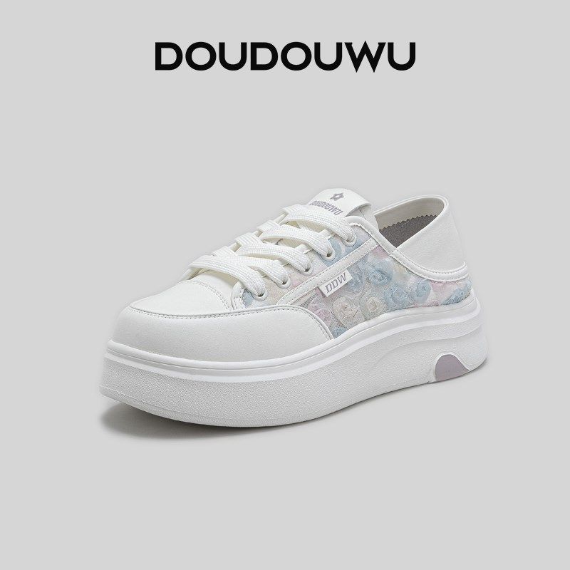 豆豆屋厚底小白鞋女网面透气202B5夏季新款韩版潮系带中跟平底女,女鞋,时尚休闲鞋,淘宝优惠券,粉丝福利购,淘宝优惠卷