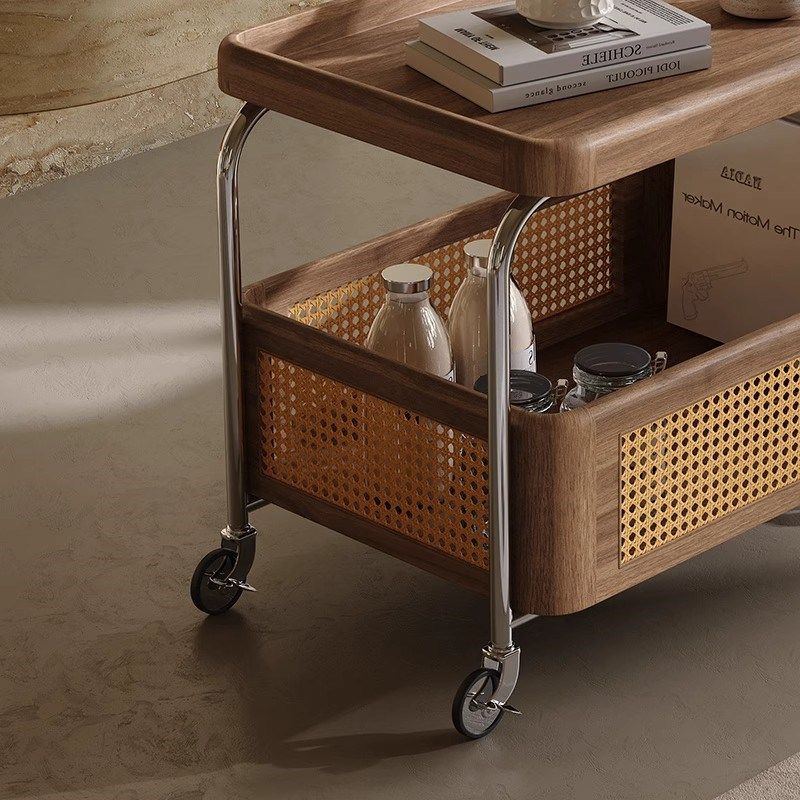 实木可移动边g几收纳中古小推车客厅沙发储物置物架藤编简约餐车,住宅家具,移动边几/推车,淘宝优惠券,粉丝福利购,淘宝优惠卷