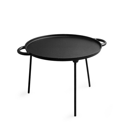 铸铁锅34cm口径烤盘带三腿双耳无涂层烧烤煎盘户外野营炊具