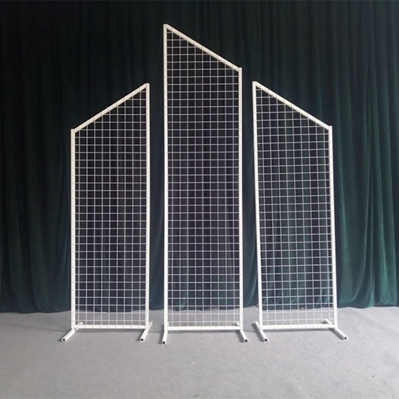 新款婚庆道具铁艺网格屏风摆件婚礼舞台背景网格屏风几何路引摆