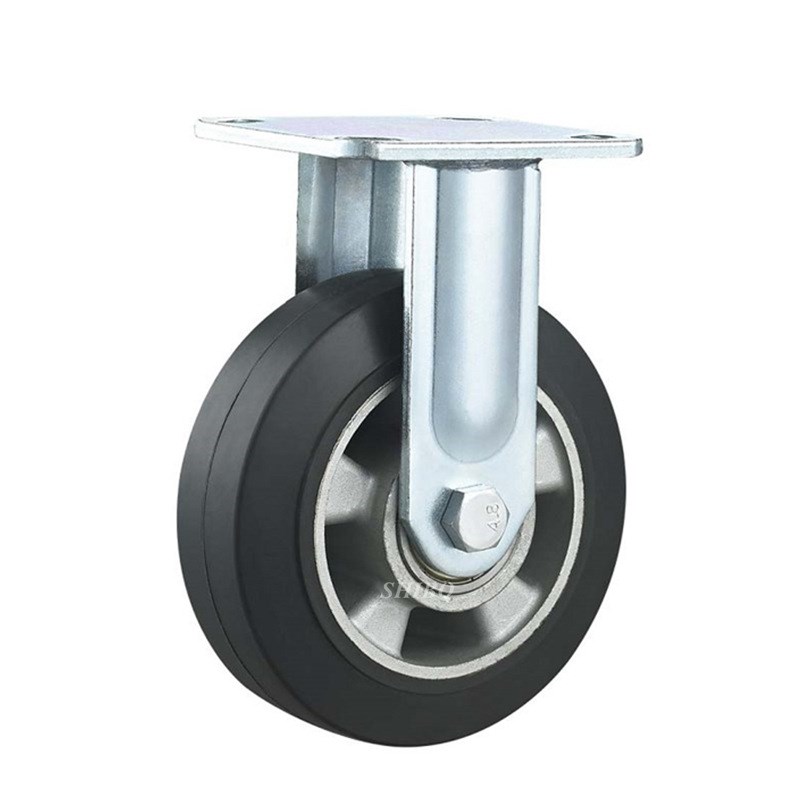 重型橡胶轮4寸5寸6寸8寸铝芯橡胶轮万向脚轮弹力静音推车工业轮子