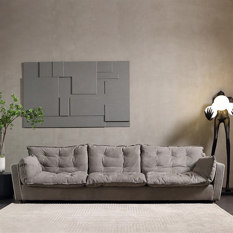 索伦托沙发拉线沙发意式极简客厅大平层设计师款磨砂皮沙发