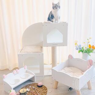 SpiritZoo歪脖猫爬架睡窝宠物用品实木猫餐桌陶瓷猫碗猫饭盆系列