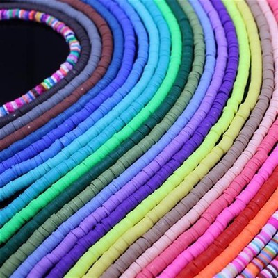 10PCS 6mm Flat Roupnd Polymer Clay Beads Chip Disk Colored