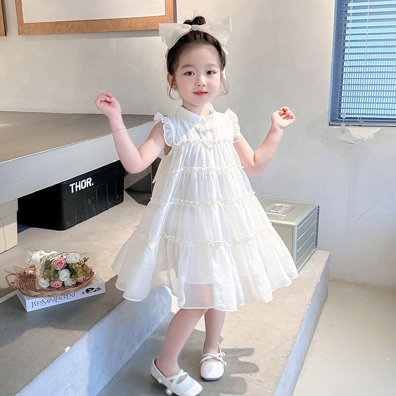 女童夏季连衣裙2024新款女宝宝白色公主裙儿童国风雪纺裙子蛋糕裙,童装/婴儿装/亲子装,连衣裙,淘宝优惠券,粉丝福利购,淘宝优惠卷