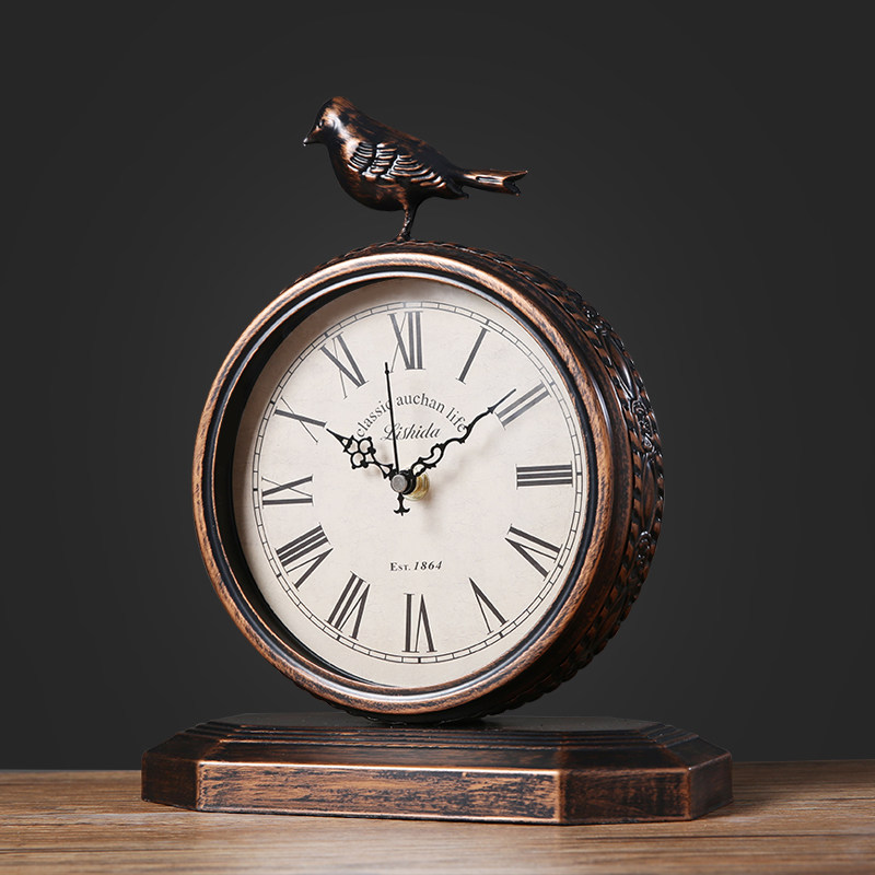 欧式复古实木座钟客厅坐钟钟表时钟桌面台钟老式台式大号美式摆件,家居饰品,座钟,淘宝优惠券,粉丝福利购,淘宝优惠卷