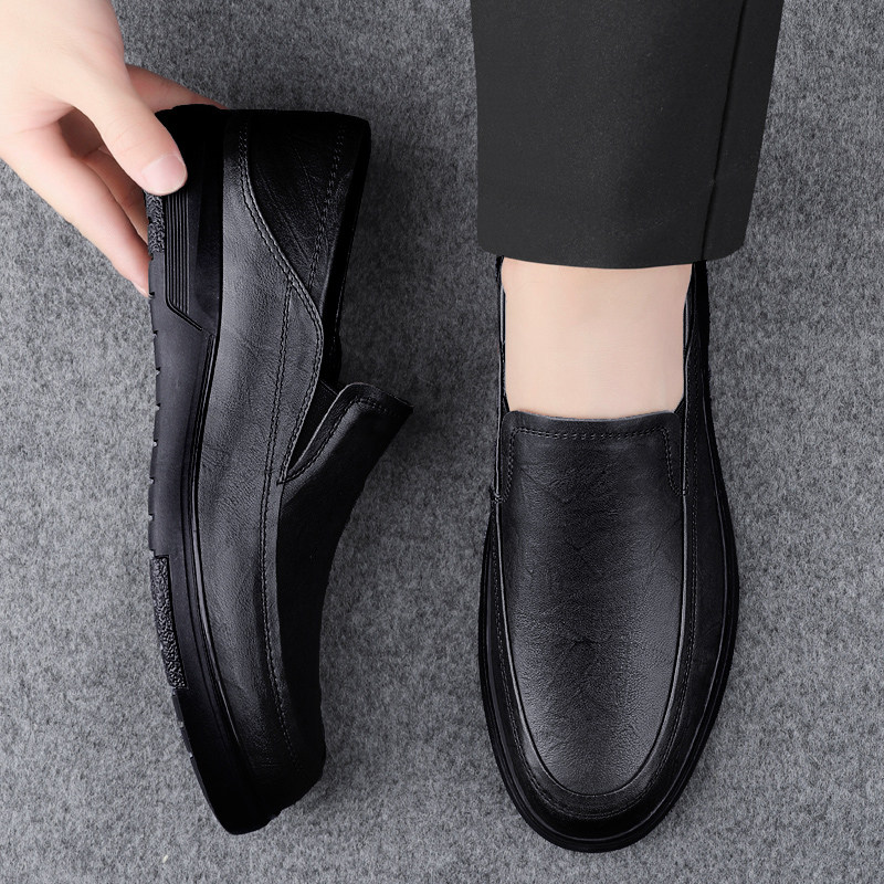 皮鞋男真皮软皮软底商务休闲鞋春秋季豆豆鞋一脚蹬懒人中年爸爸鞋,流行男鞋,休闲皮鞋,淘宝优惠券,粉丝福利购,淘宝优惠卷