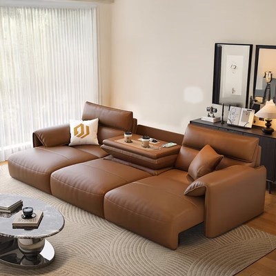 意式极简电动多功能沙发客厅2025新款大象耳朵真皮两用伸缩沙发床