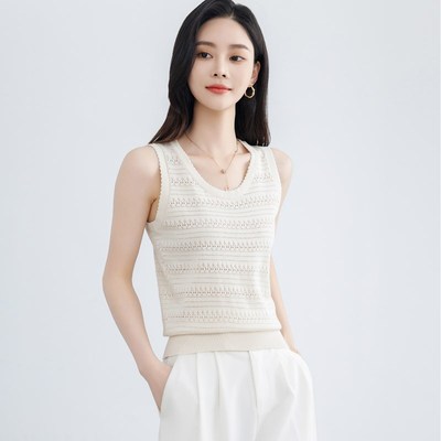 冰丝吊带背心女2024新款夏季内搭时尚洋气时髦镂空针织打底衫上衣