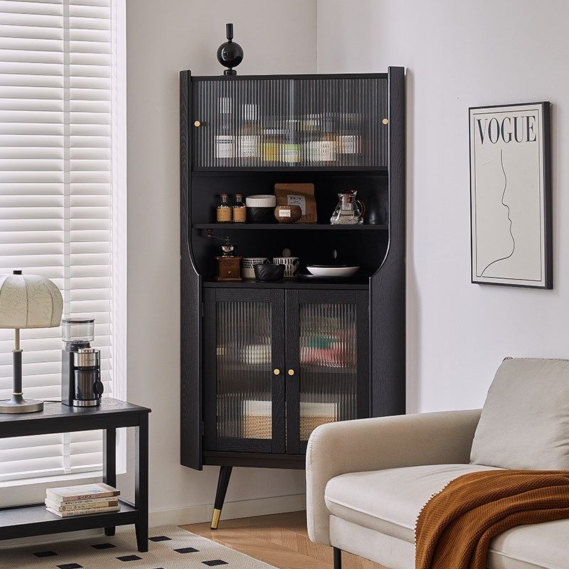 中古风实木角柜墙角柜客厅转角柜卧室三角柜餐厅餐边柜黑色收纳柜,住宅家具,角柜,淘宝优惠券,粉丝福利购,淘宝优惠卷