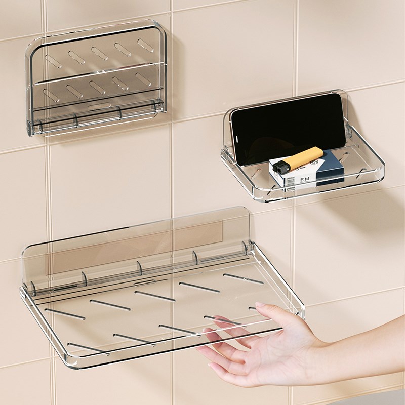 可折叠卫生间置物架浴室墙上壁挂式免打孔床头厕所手机纸巾收纳架