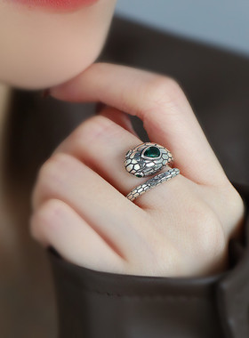 925银复古国风创意小蛇戒指女新中式民族风小众个性简约小清新