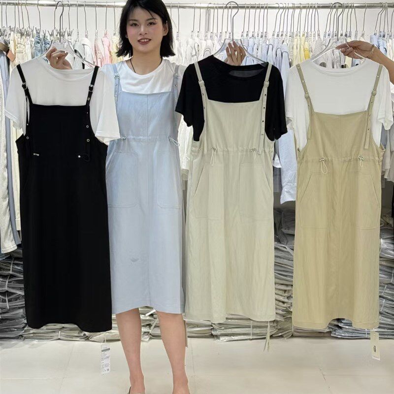 背带裙女2025新款夏季两件套小个子休闲显瘦洋气减龄套装连衣裙图片