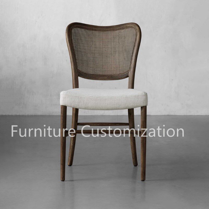 北欧藤编实木餐椅现代新古典布艺民宿软包靠背休闲椅家用书桌椅子