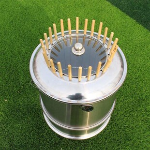 新款烧烤吊炉无烟烧烤炉圆形碳烤不锈钢烤炉筒子烤肉烤鸡烤鸭家庭