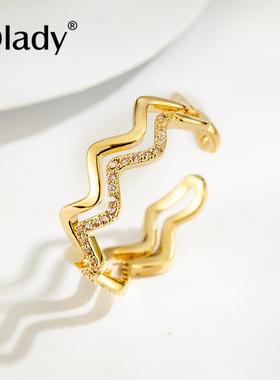 时尚双层叠戴戒指女开口戒可调节个性食指指环关节戒子装饰配饰