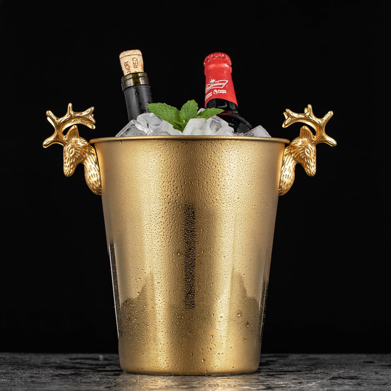 欧式加厚不锈钢冰酒桶红酒香槟冰镇桶大号酒吧冰桶小号餐厅冰块桶图片