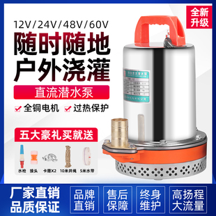 直流潜水泵12V24V电瓶48V60V伏家用电瓶车抽水泵电动Y车农用抽水