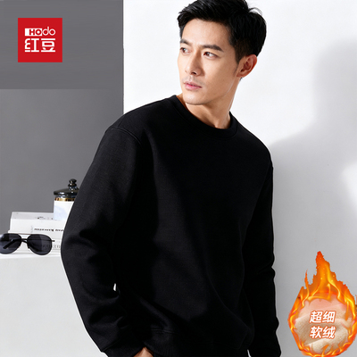 红豆男士加绒加厚羊毛圆领卫衣