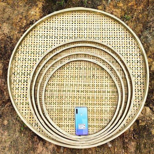 竹编竹制品纯手工簸箕有孔无孔细孔竹匾圆形家用干货晾晒簸箕绘画