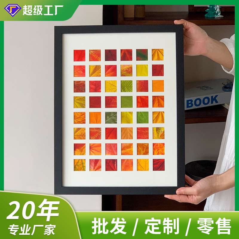 严选DIY落叶相框48宫格相框手工制作植物标本纪念日礼物客厅摆台